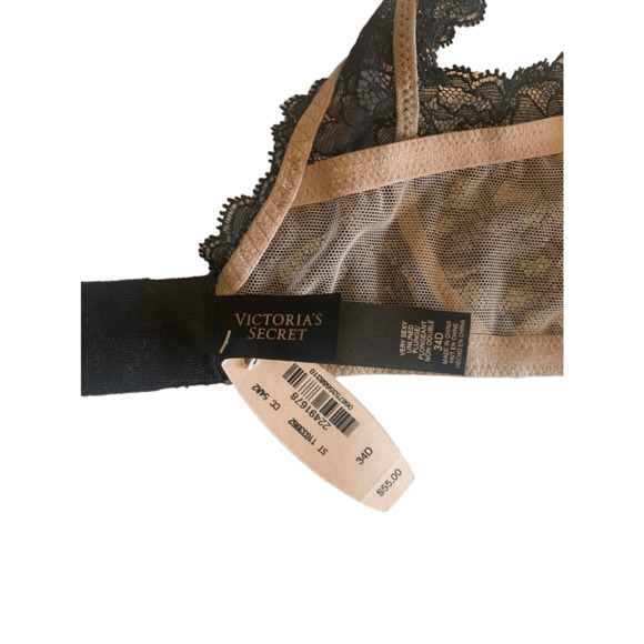 Victoria's Secret Very Sexy Unlined Plunge Bra 34D Black Lace NWT - Picture 3 of 3